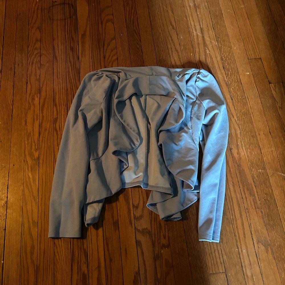 SHEIN Light Blue Ruffle Jacket